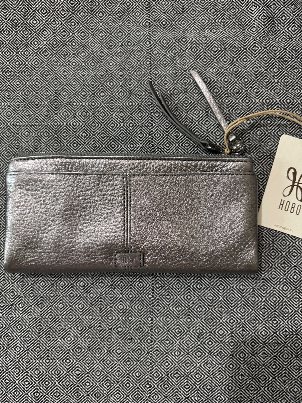 HOBO Metallic Pewter Leather Wallet